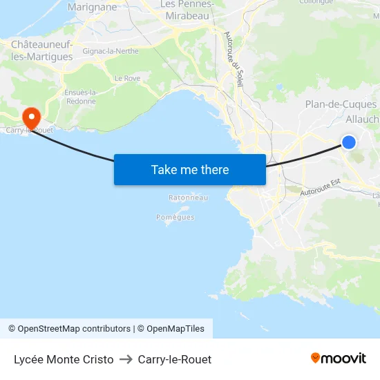 Lycée Monte Cristo to Carry-le-Rouet map