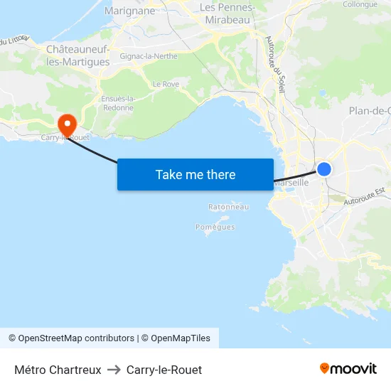 Métro Chartreux to Carry-le-Rouet map