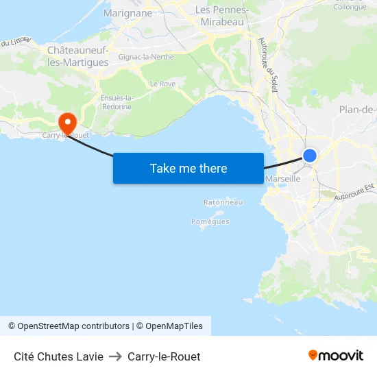 Cité Chutes Lavie to Carry-le-Rouet map