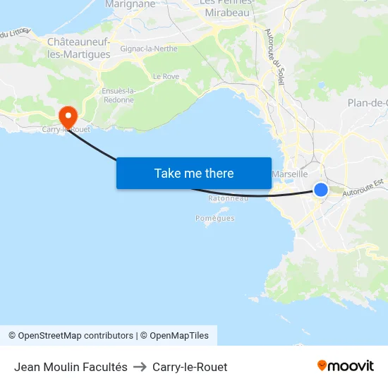 Jean Moulin Facultés to Carry-le-Rouet map