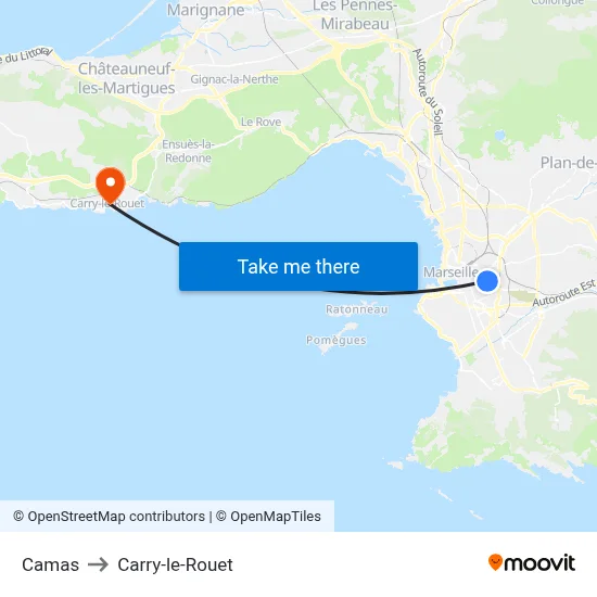 Camas to Carry-le-Rouet map