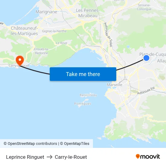 Leprince Ringuet to Carry-le-Rouet map