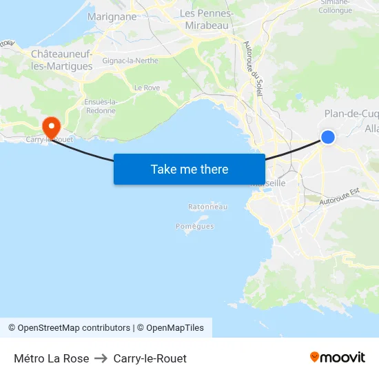 Métro La Rose to Carry-le-Rouet map