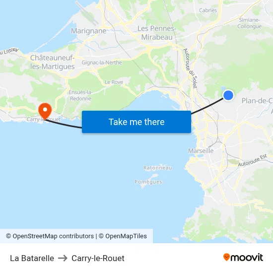 La Batarelle to Carry-le-Rouet map