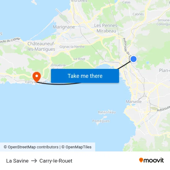 La Savine to Carry-le-Rouet map