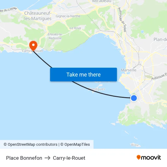 Place Bonnefon to Carry-le-Rouet map