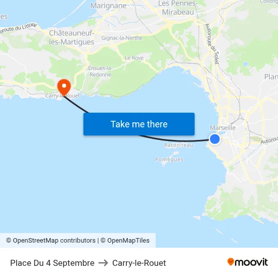 Place Du 4 Septembre to Carry-le-Rouet map