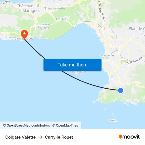 Colgate Valette to Carry-le-Rouet map