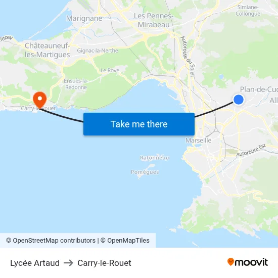 Lycée Artaud to Carry-le-Rouet map