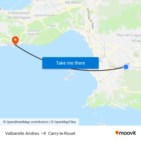 Valbarelle Andreu to Carry-le-Rouet map