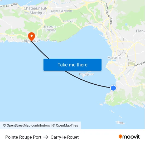 Pointe Rouge Port to Carry-le-Rouet map