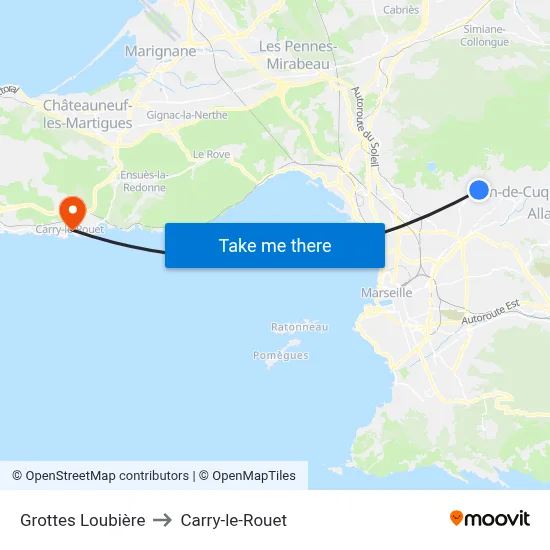 Grottes Loubière to Carry-le-Rouet map