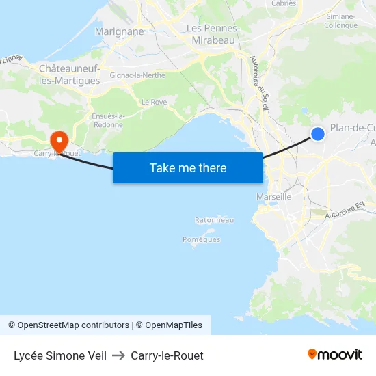 Lycée Simone Veil to Carry-le-Rouet map