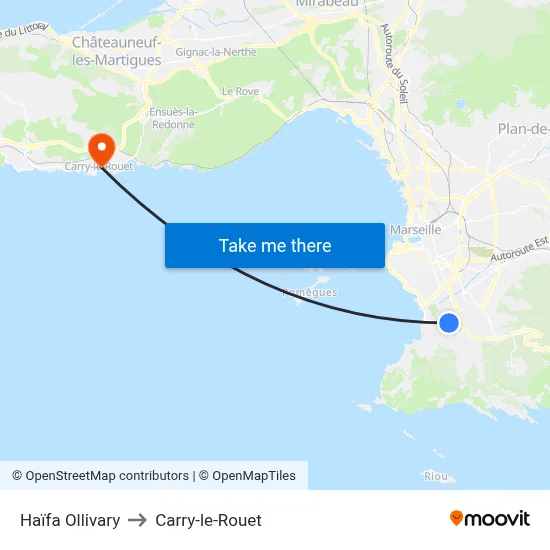 Haïfa Ollivary to Carry-le-Rouet map
