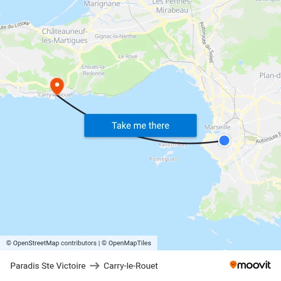 Paradis Ste Victoire to Carry-le-Rouet map