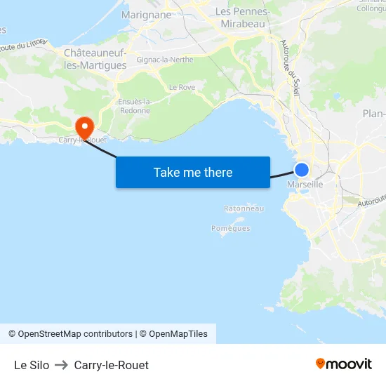 Le Silo to Carry-le-Rouet map