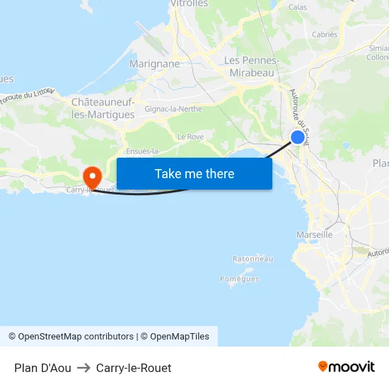 Plan D'Aou to Carry-le-Rouet map
