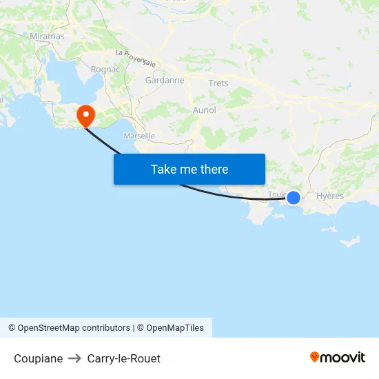 Coupiane to Carry-le-Rouet map