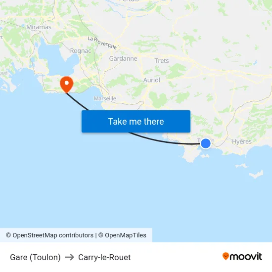 Gare (Toulon) to Carry-le-Rouet map