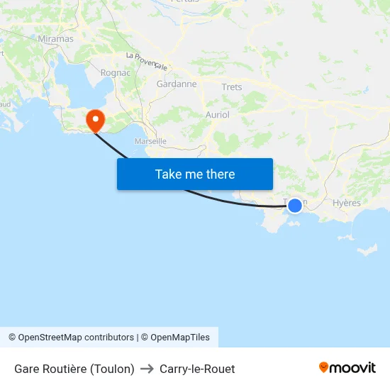 Gare Routière (Toulon) to Carry-le-Rouet map