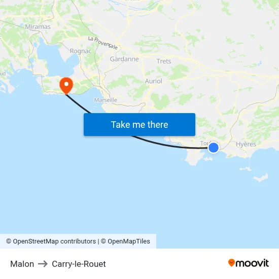 Malon to Carry-le-Rouet map