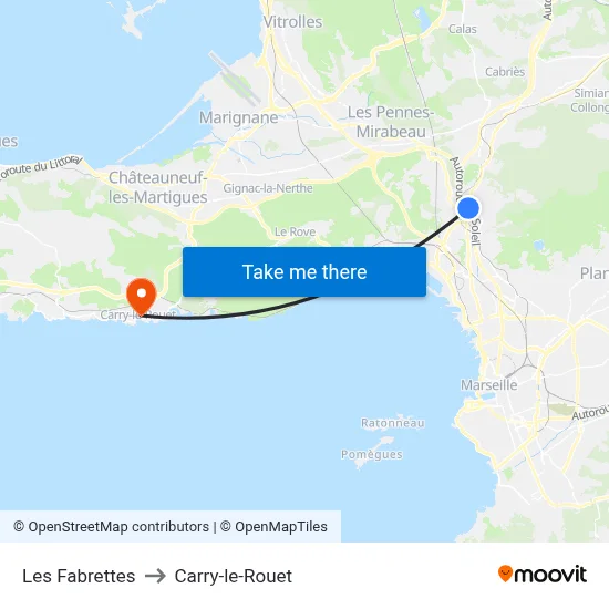 Les Fabrettes to Carry-le-Rouet map