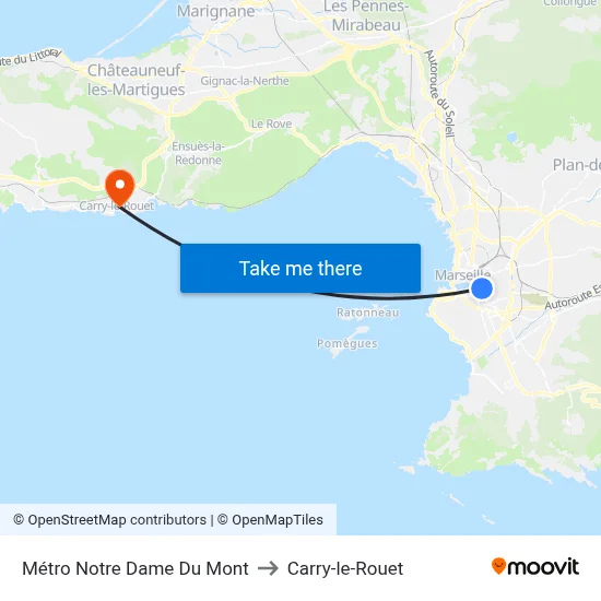 Métro Notre Dame Du Mont to Carry-le-Rouet map