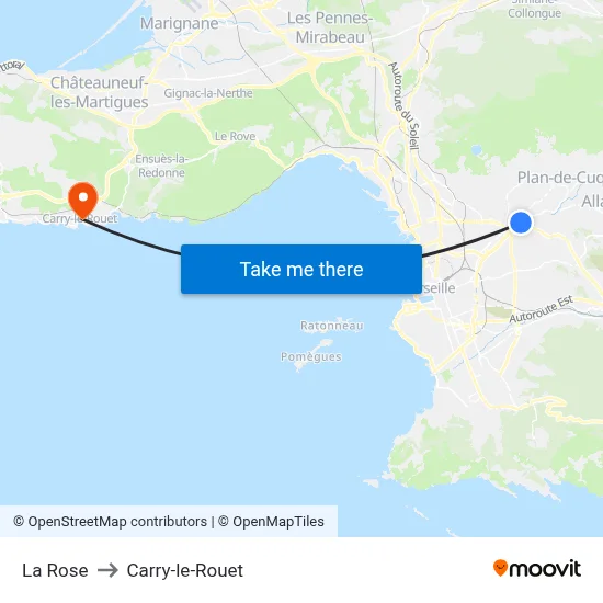 La Rose to Carry-le-Rouet map