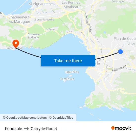Fondacle to Carry-le-Rouet map