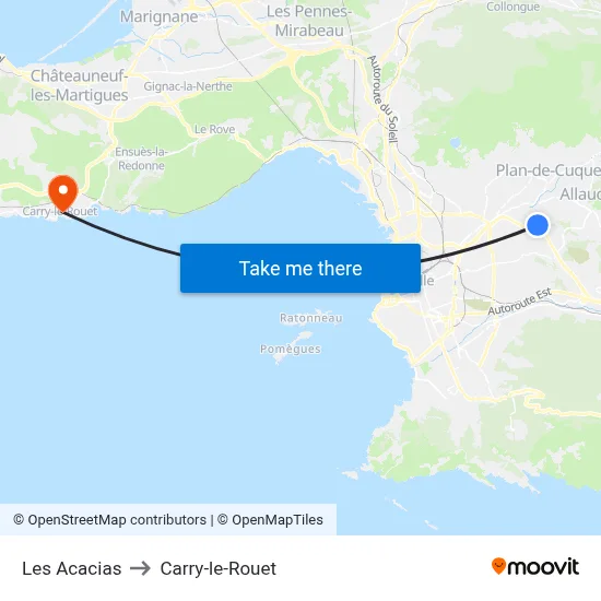 Les Acacias to Carry-le-Rouet map
