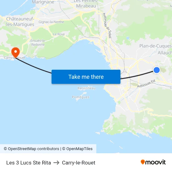 Les 3 Lucs Ste Rita to Carry-le-Rouet map