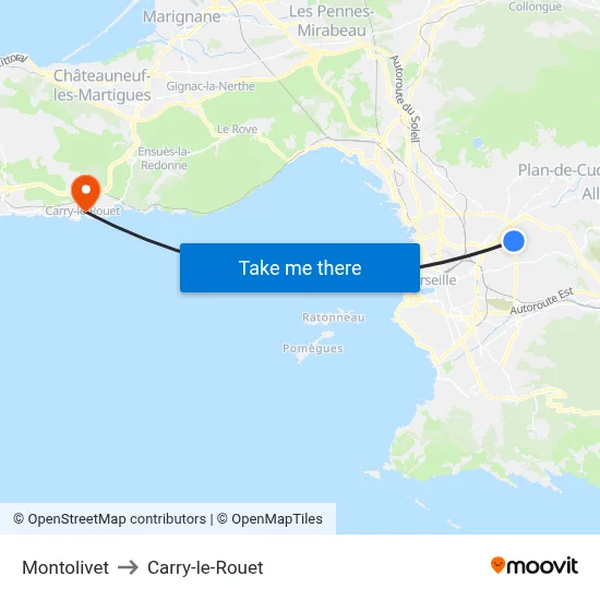 Montolivet to Carry-le-Rouet map