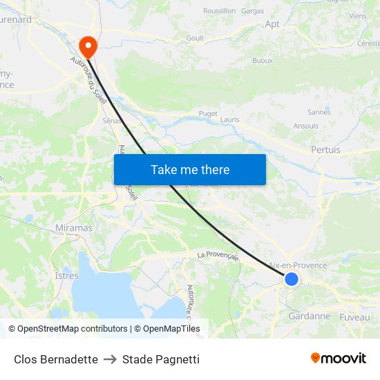 Clos Bernadette to Stade Pagnetti map