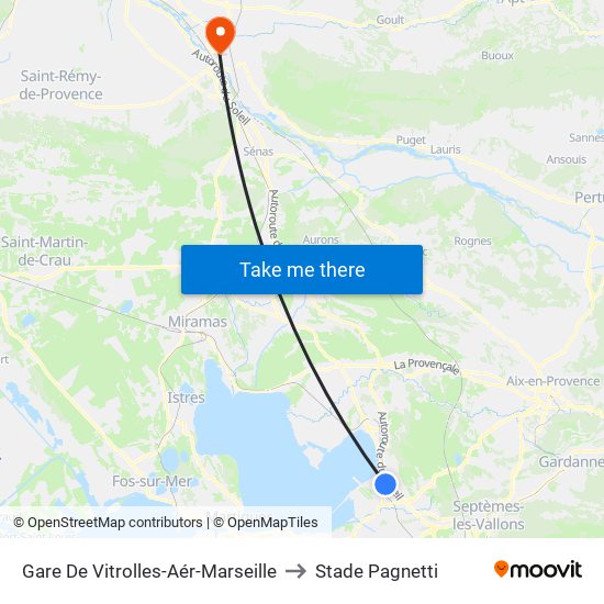 Gare De Vitrolles-Aér-Marseille to Stade Pagnetti map
