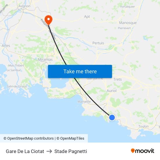Gare De La Ciotat to Stade Pagnetti map