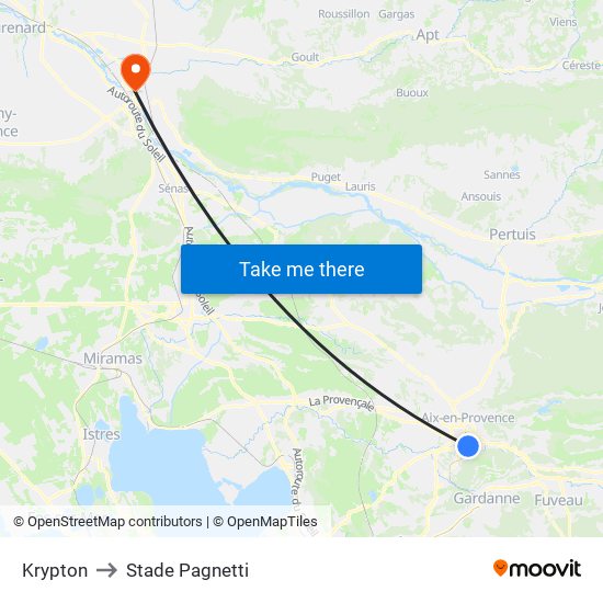 Krypton to Stade Pagnetti map