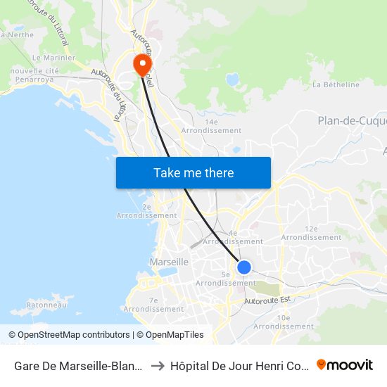 Gare De Marseille-Blancarde to Hôpital De Jour Henri Collomb map