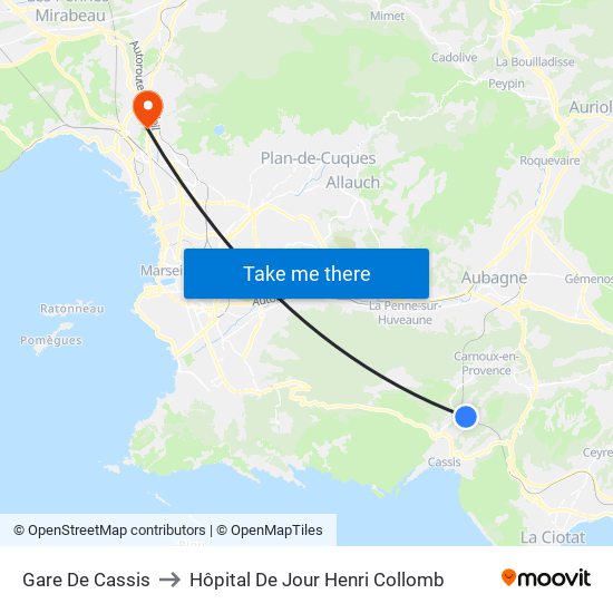 Gare De Cassis to Hôpital De Jour Henri Collomb map