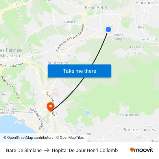 Gare De Simiane to Hôpital De Jour Henri Collomb map