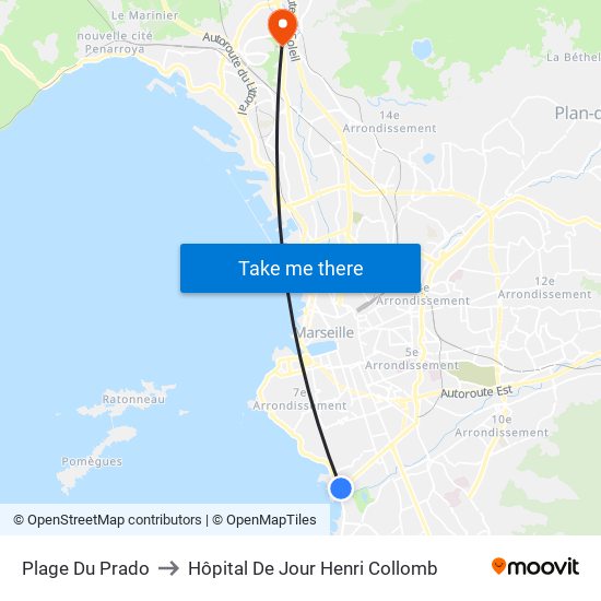 Plage Du Prado to Hôpital De Jour Henri Collomb map