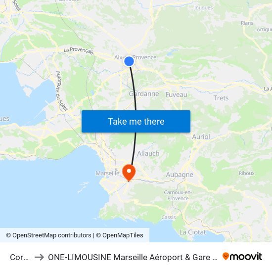 Corsy to ONE-LIMOUSINE Marseille Aéroport & Gare TGV map