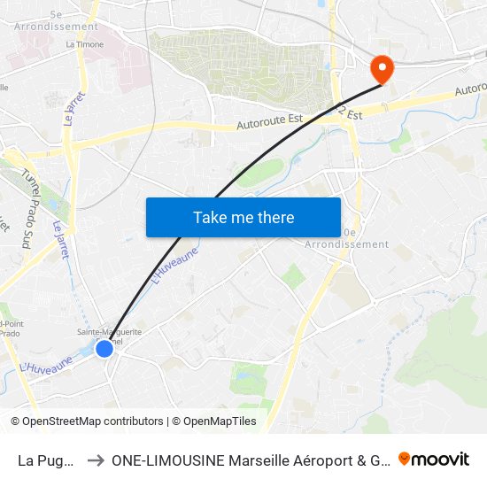 La Pugette to ONE-LIMOUSINE Marseille Aéroport & Gare TGV map