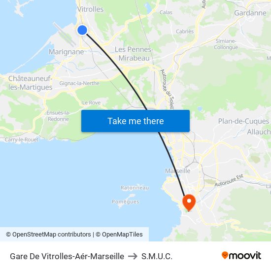 Gare De Vitrolles-Aér-Marseille to S.M.U.C. map