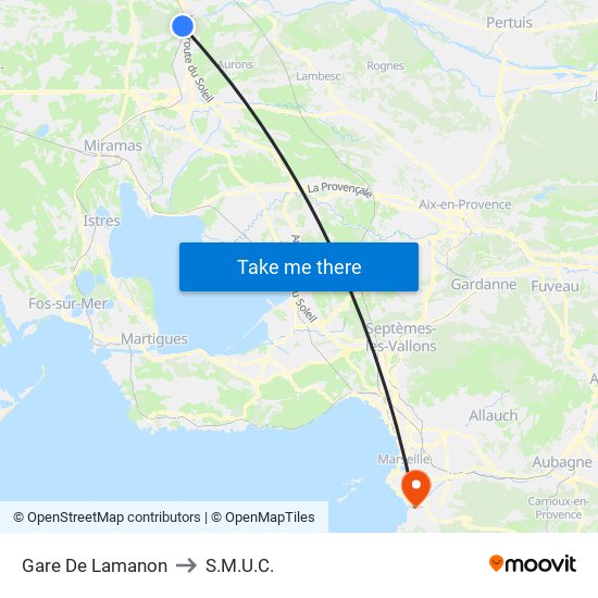 Gare De Lamanon to S.M.U.C. map