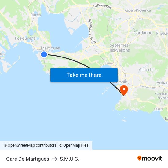 Gare De Martigues to S.M.U.C. map