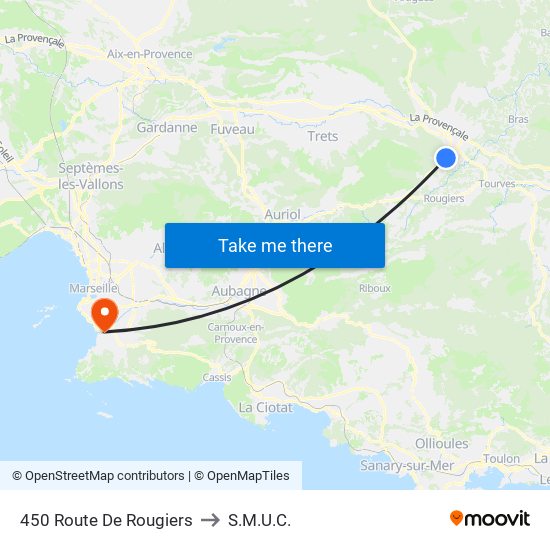 450 Route De Rougiers to S.M.U.C. map