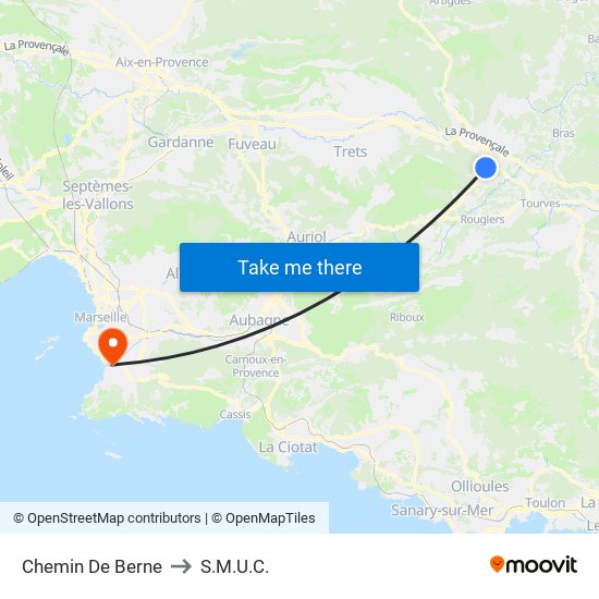 Chemin De Berne to S.M.U.C. map