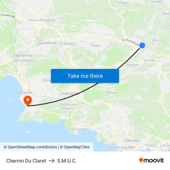 Chemin Du Claret to S.M.U.C. map