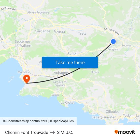 Chemin Font Trouvade to S.M.U.C. map