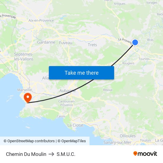 Chemin Du Moulin to S.M.U.C. map